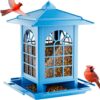 Birdream Bird Feeders for Outdoors Hanging, Classic Courtyard Design Fun Assembly 3.5LB Large Bird Feeder, Attracting Wild Birds Cardinals Goldfinches Sparrows - Blue