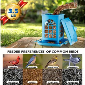 Alternative view of Birdream Bird Feeders for Outdoors Hanging, Classic Courtyard Design Fun Assembly 3.5LB Large Bird Feeder, Attracting Wild Birds Cardinals Goldfinches Sparrows - Blue